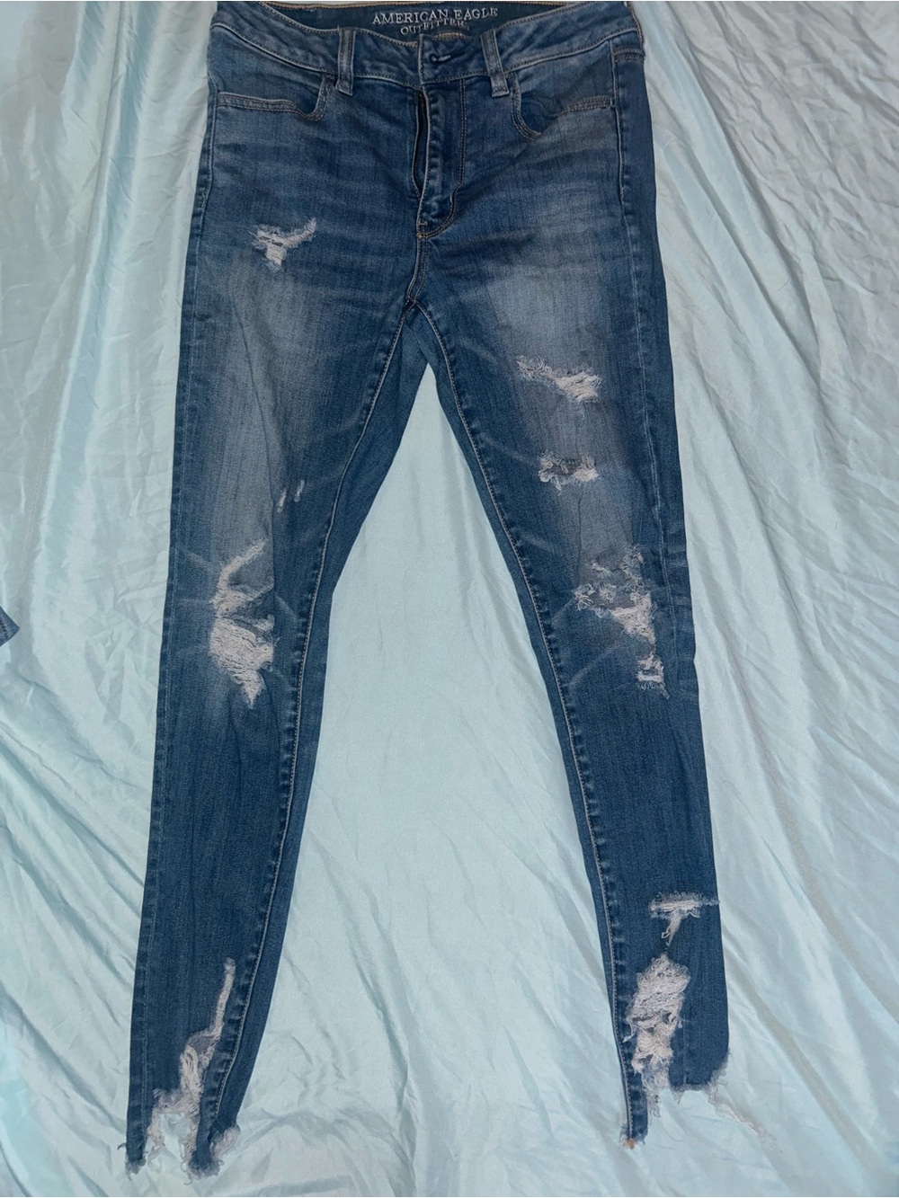 American Eagle Outfitters Skinny Distressed Jeans - Blue